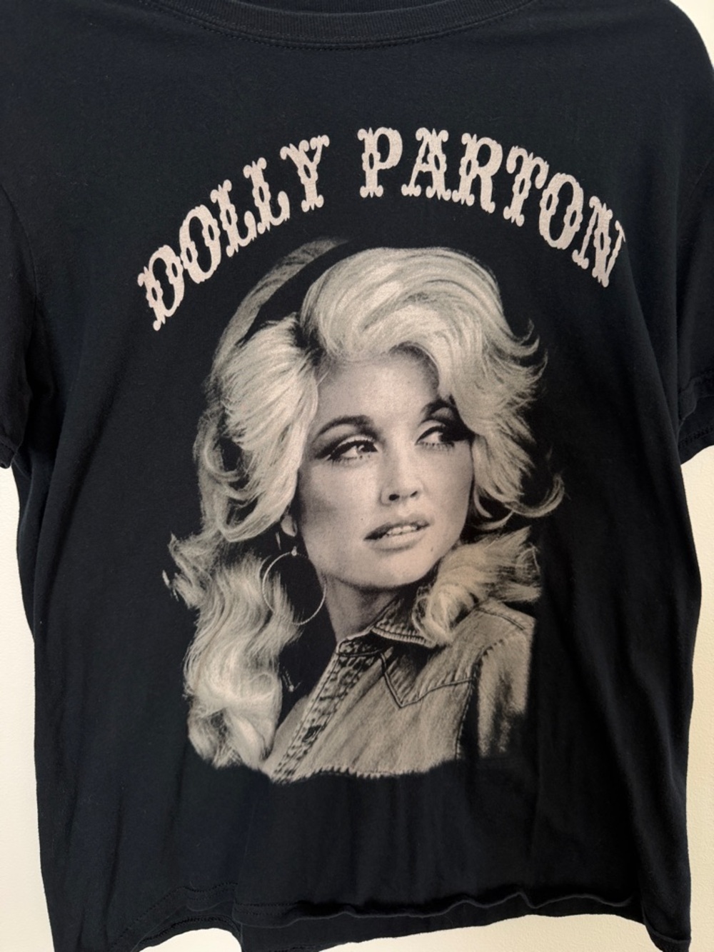 Black Graphic Dolly Parton Tee - Women Tops